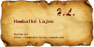 Hambalkó Lajos névjegykártya